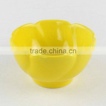 4.5"yellow Color Flower Shape Custom Ceramic Soup Bowl photo-2