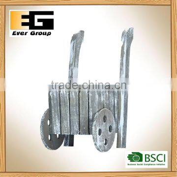 Wood Double Wheel Planter Decor Country Flower Pot Garden Decoration photo-2