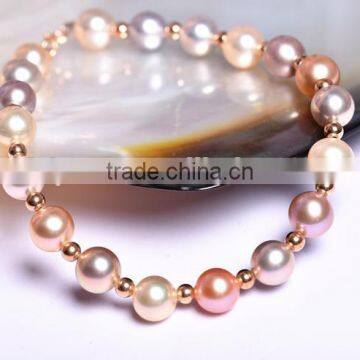 AAA 15-16mm Round Multicolors Edison Pearl Bracelet photo-2