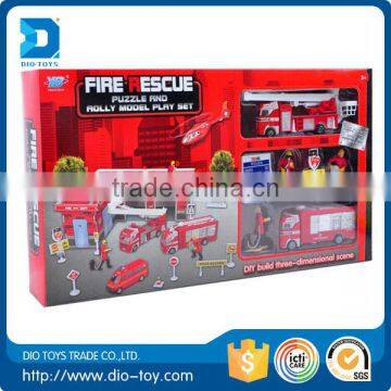 2016 educational friction toy fire die cast car toys set