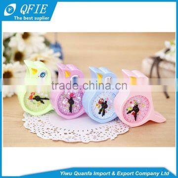Promotional Kid's Gift Lovely Bird Shape Clock Model Plastic Mechanical Pencil Sharpener With Two-hole