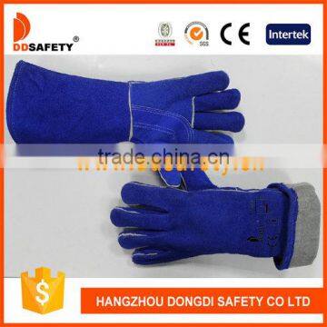 DDSAFETY PPE Welder Gloves Blue Leather Gloves Safety Welding Gloves