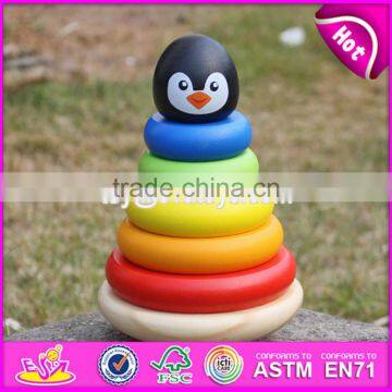 2017 new design intelligence penguin toy toddlers wooden stacking toys W13D135