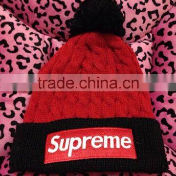 Red Embroidery Knitted Hats photo-3