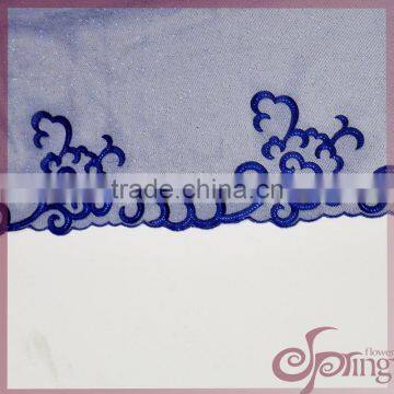 applique emroidery and sparkle polyester netting lace fabric for fashion dress/wedding dress