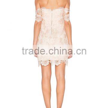 Sheer White Lace Overlay off Shoulder Wired V-neckline Party Dresses for Girls of 18 Years Old HSd5204 photo-3