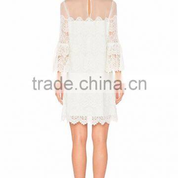 Bell Sleeve Lace Dress Elegant Women Latest Western Dress Patterns for Girls photo-3