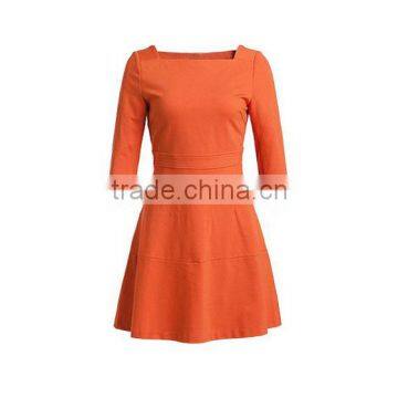 Hot Sale Promotion Products Ladies' Loose Fit A-line Square Necked 3/4 Sleeve Fashionable Dress for Fat Women photo-2