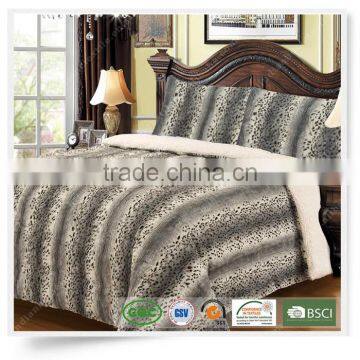 100% polyester hand made PV fleece quilt pillow cover bed sets Animal fur design