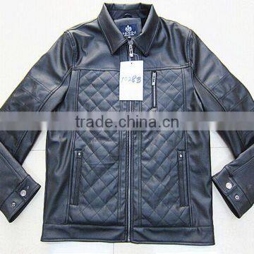 Polo collar Winter coat mens pu jacket with pocket