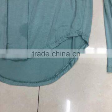 Factory Closeout Women Fashion Lace-up Long Sleeve Cotton T-shirt photo-2