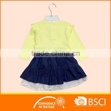 Baby Clothing Wear Custom Long Sleeve Shirt Matching Denim Dress Sets photo-2