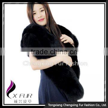 CX-B-04A Genuine Whole Skin Black Fox Fur Shawl/Bridal Fur Shawl