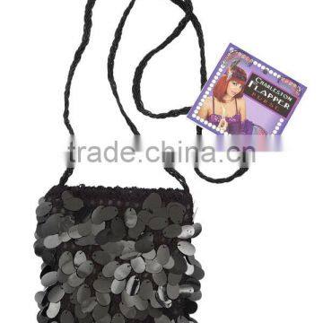 BLACK SEQUIN FLAPPER HANDBAG