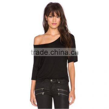 Ladies' wholesale sexy t shirt wide neck wonder woman t shirt