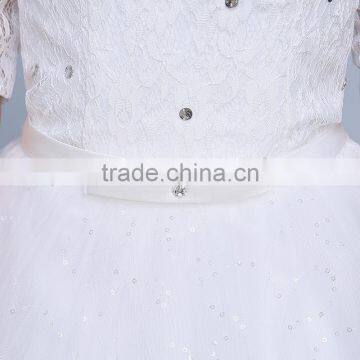 MGOO Elegant China Custom Made Wedding Dress Ballgown For Bridal Half Sleeves White Embroidery Dress photo-5