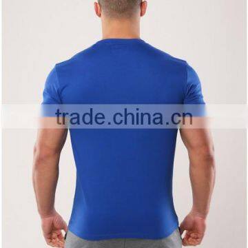 High Quality Performance Mens Sports Training T-Shirt Navy Blue 100% Cotton Tapered Fitness T Shirt Muscle Gym Fitted T-Shirt