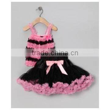 China wholesale New Style pettiskirt with bows with chiffon ruffle top for girls