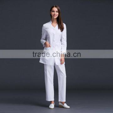 2016 New Design Autumn Women Anti-wrinkle Long Sleeve Nurse Uniform Dental Clinic Doctor's Outcoat White Color photo-3