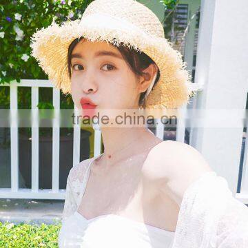 zm40599b hot sale summer fashion women panama straw hat sun visor hats for ladies