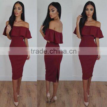 Zm50232b Europe Hot Sell Women Clothes off Shoulder Lady Sexy Dress photo-2