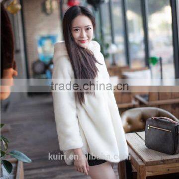 2016 Winter Real Mink Fur Overcoat With Hood Natural Mink Fur Hooded Coat photo-2