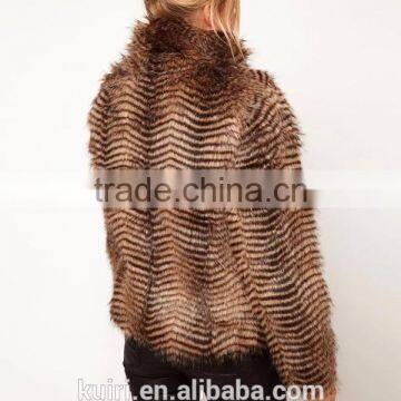 Brand 2015 Winter Women Long Turn-Down Collar Striped Faux Mink Fur Coats Plus Size Ladies Fur Coat Trench Outerwear photo-3