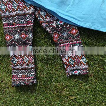 2-7t FALL/Winter Kids OUTFITS 3 Pieces Scarf Pant Sets Girls Hot Sell Aztec Boutique Clothes Kids Turquoise Top Sets photo-2