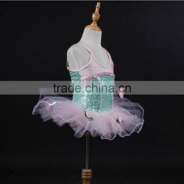 2017 Newly!!! Olive Sequin Velvet with lovely pink tutu! Little girl dancewear!