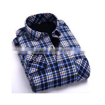 Custom Lined Plaid Flannel Warm Slim Fitted Hawaiian Shirt Latest Shirt Designs for Men 2015 photo-3