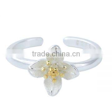 Fashion Silver Plated Yellow Flower White Copper Open Rings