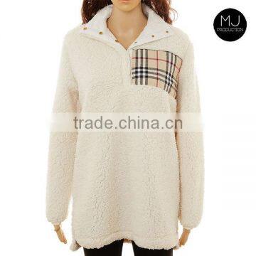 Factory Custom Pullover Oversize Plaid Sweater Woman photo-6
