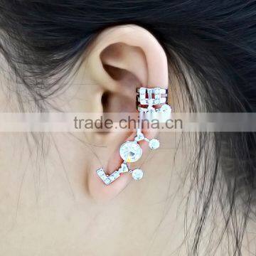 Women Jewelry LOVE Rhinestones Clip On Stud Earring Earring Cuffs