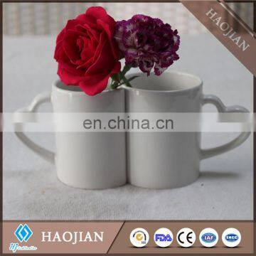 sublimation couple mug with heart shape handle