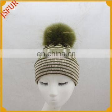 Hot Sale Ribbed Wool Knitted Beanie Bobble Winter Hat photo-2