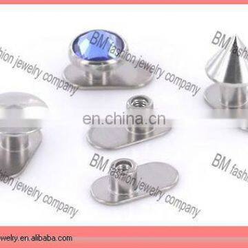 micro dermal anchors in titanium body piercing jewelry ring