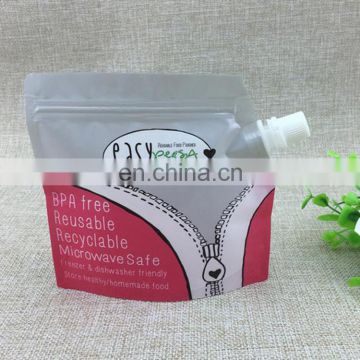 Factory Cheap Price Squeeze refillable plastic food packaging pouch /Reusable spout pouch liquid bag for baby and kids