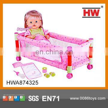 Latest 16 Inch Girl Pee Doll Toy With IC Bed +Quilt +Pillow+ Flip flop+Tools(Battery Included)