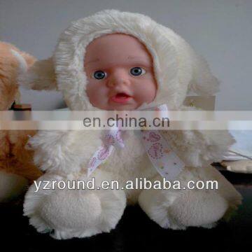 Baby rubber wearing white suit clothes doll