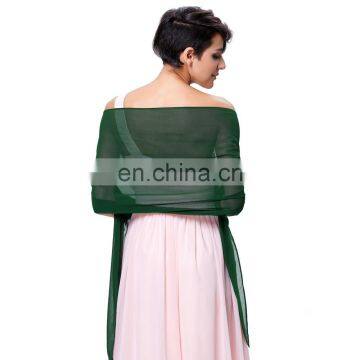 Stock 72*18" Dark Green Chiffon Shawl Scarf Wrap Neckerchief for Bridal Evening Dress KK000229-6