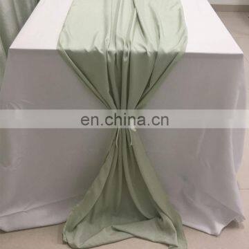TR041#102 Silk Crepe de Chine Fabric Green Table Runner Wedding photo-4