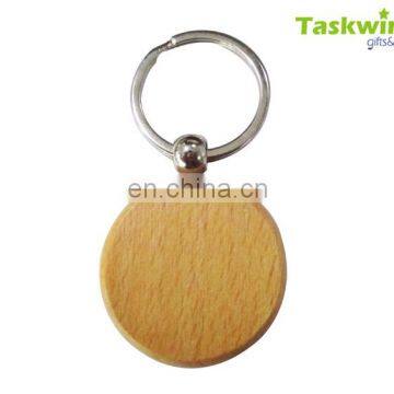 Round shape custom design engraving your own logo blank wood keychain