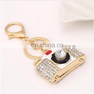 Promotional Gift Metal 18K Gold Rhinestone Creative Camera Shape Keychain photo-4