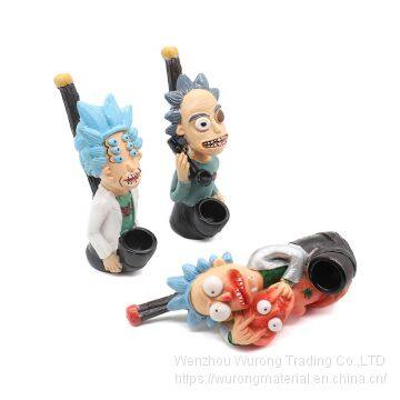 125mm Length Wooden Resin Short Tobacco Pipe With Rick and Morty Figure Shape for Smoking