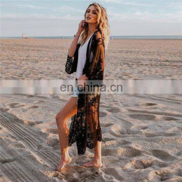 2019 New Women Chiffon Kimono Lace Loose Cardigan Bikini Cover Up Wrap Beachwear Beach Dress Beach Cover Up Pareo Robe De Plage photo-2