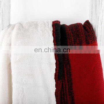 100% Polyester Super Soft Christmas Grid Chunky Knit Blanket Sherpa 2 Ply Fleece Blankets for Winter photo-7