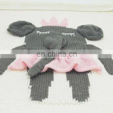 ZERO DEFECT 7gg 100% acrylic cotton wool boucle kids children hand made weave cartoon knit baby throw blanket