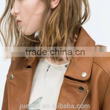 Jacket OEM 2015 Fashion Zippered Faux Leather Moto Jacket photo-6