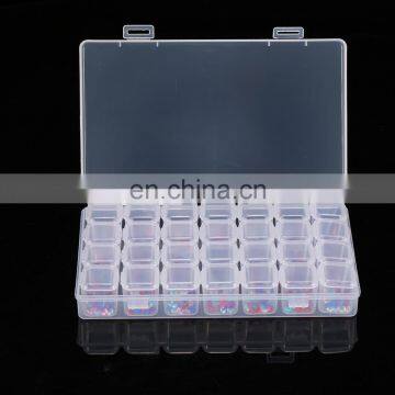 28 Grids Plastic Transparent Nail Tools Storage Box Powder Rhinestone Container