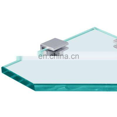 GF006 Corner Pentagon Glass Chrome Floating Glass Shelf Brackets